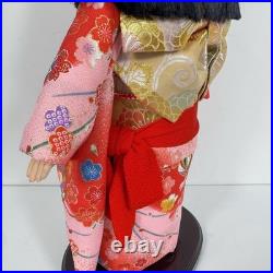 Vintage Japanese Ichimatsu Ningyo Doll 17.5 Red Floral Kimono Japan