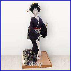 Vintage Japanese Kabuki Doll with Glass Case