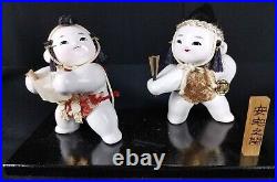 Vintage Japanese Kaga porcelain dolls Benkei Kabuki Kanjincho AtakanoSeki 1980s