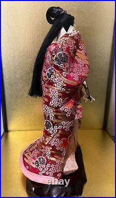 Vintage Japanese Kimekomi Doll Fan Geisha Maiko Folk Craft H in