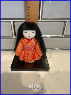 Vintage Japanese Kimekomi Girl Doll In Kimono Geisha Maiko Folk Craft 3.75