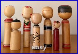 Vintage Japanese Kokeshi Doll Lot of 7 Wooden Dolls 11-18cm Collectible 15+ Vintage Japanese Kokeshi Doll Lot of 7 Wooden Dolls 11-18cm Collectible 15+