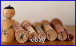 Vintage Japanese Kokeshi Doll Lot of 7 Wooden Dolls 11-18cm Collectible 15+