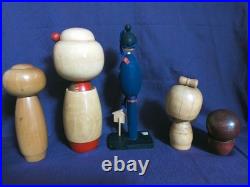 Vintage Japanese Kokeshi Dolls Lot of 5 Traditional Art Collectibles 8cm-22cm