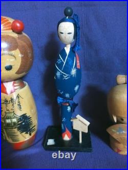 Vintage Japanese Kokeshi Dolls Lot of 5 Traditional Art Collectibles 8cm-22cm