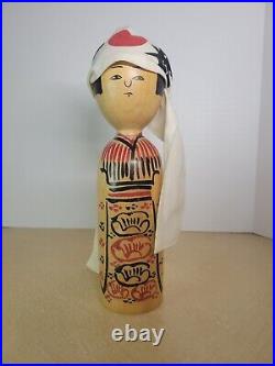 Vintage Japanese Kokeshi Wooden Doll Hand Made 12.5 Japan Ink Signed Sosaku