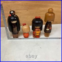 Vintage Japanese Kokeshi Wooden Dolls Set of 4 Traditional Folk Art Retro Decor