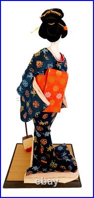 Vintage Japanese Large Geisha Doll withShamisen in Glass Case, 17.5 in Vintage Japanese Large Geisha Doll withShamisen in Glass Case, 17.5 in