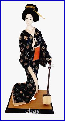 Vintage Japanese Large Geisha Doll withShamisen in Glass Case, 17.5 in Vintage Japanese Large Geisha Doll withShamisen in Glass Case, 17.5 in