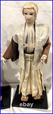 Vintage Japanese Ningyo Doll Pair 15-16 Kabuki Couple Gofun Faces Kimono Japan