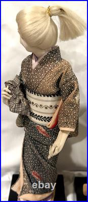 Vintage Japanese Ningyo Doll Pair 15-16 Kabuki Couple Gofun Faces Kimono Japan