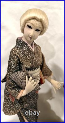 Vintage Japanese Ningyo Doll Pair 15-16 Kabuki Couple Gofun Faces Kimono Japan