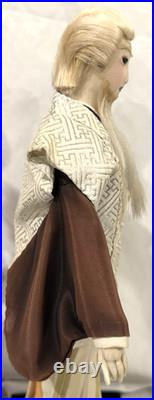 Vintage Japanese Ningyo Doll Pair 15-16 Kabuki Couple Gofun Faces Kimono Japan