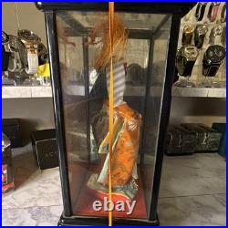 Vintage Japanese Ningyo Doll in Glass Display Case Silk Kimono Made in Japan