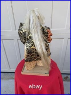 Vintage Japanese Nishi Kagamijishi White Hair Kabuki Dancer Doll On Base