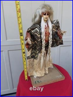 Vintage Japanese Nishi Kagamijishi White Hair Kabuki Dancer Doll On Base Vintage Japanese Nishi Kagamijishi White Hair Kabuki Dancer Doll On Base