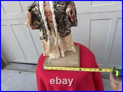 Vintage Japanese Nishi Kagamijishi White Hair Kabuki Dancer Doll On Base