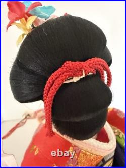 Vintage Japanese Oiran Doll Courtesan Bijin Ningyo Geisha Kimono Figurine 2 Fans
