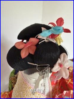 Vintage Japanese Oiran Doll Courtesan Bijin Ningyo Geisha Kimono Figurine 2 Fans