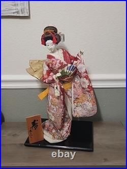 Vintage Japanese Oyama Doll Kimono Geisha Maiko Traditional Folk Craft Japan Fan