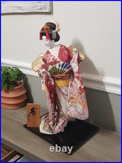 Vintage Japanese Oyama Doll Kimono Geisha Maiko Traditional Folk Craft Japan Fan