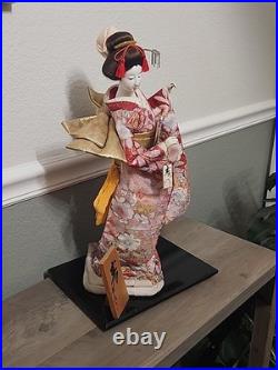 Vintage Japanese Oyama Doll Kimono Geisha Maiko Traditional Folk Craft Japan Fan