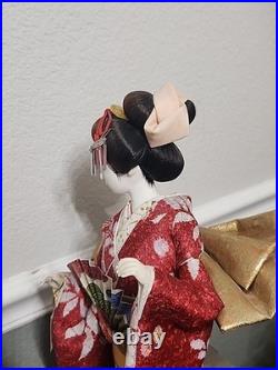 Vintage Japanese Oyama Doll Kimono Geisha Maiko Traditional Folk Craft Japan Fan