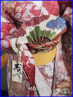 Vintage Japanese Oyama Doll Kimono Geisha Maiko Traditional Folk Craft Japan Fan
