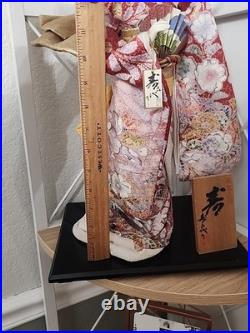 Vintage Japanese Oyama Doll Kimono Geisha Maiko Traditional Folk Craft Japan Fan