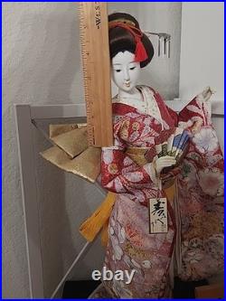 Vintage Japanese Oyama Doll Kimono Geisha Maiko Traditional Folk Craft Japan Fan
