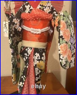 Vintage Japanese Oyama Ningyo Geisha Doll Traditional Silk Kimono 17 Folk Craft