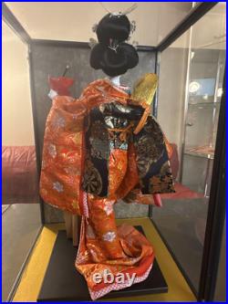Vintage Japanese Oyama Percussion 15 T Geisha Doll In 17 T Enclosed Glass Case