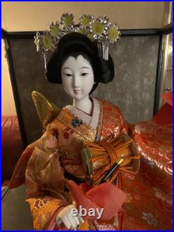 Vintage Japanese Oyama Percussion Geisha Doll In Enclosed Glass Case