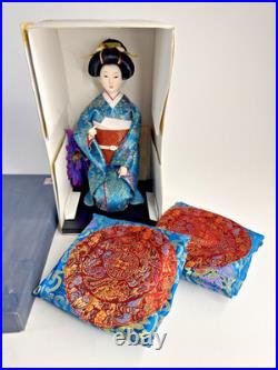 Vintage Japanese Porcelain Face Geisha doll with Koto. 11 Sitting Blue + extras