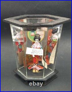 Vintage Japanese Porcelain Geisha Doll in Glass Display Case Westland Co