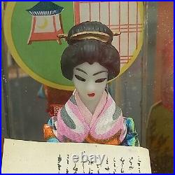 Vintage Japanese Porcelain Geisha Doll in Glass Display Case Westland Co