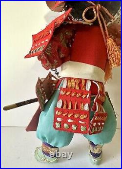 Vintage Japanese Samurai Warrior Handmade Figurine Doll 10.5 Tall with Sword