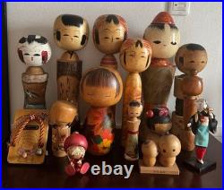 Vintage Japanese Sosaku Kokeshi Folk Art Wood Dolls Mixed Lot 16+ Pieces? C233