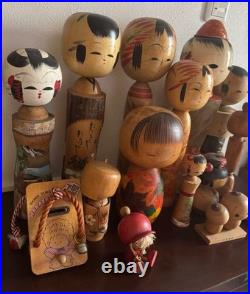 Vintage Japanese Sosaku Kokeshi Folk Art Wood Dolls Mixed Lot 16+ Pieces? C233