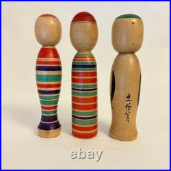 Vintage Japanese Togatta Kokeshi Dolls Set of 3 Sato Ushizo 15cm Wood