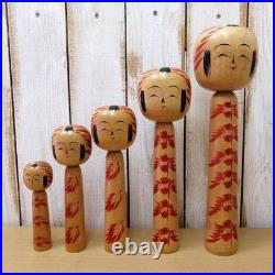 Vintage Japanese Togatta Kokeshi Dolls Set of 5 Sato Teruo 15-36cm