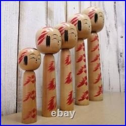 Vintage Japanese Togatta Kokeshi Dolls Set of 5 Sato Teruo 15-36cm