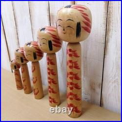 Vintage Japanese Togatta Kokeshi Dolls Set of 5 Sato Teruo 15-36cm