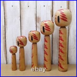 Vintage Japanese Togatta Kokeshi Dolls Set of 5 Sato Teruo 15-36cm