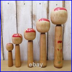 Vintage Japanese Togatta Kokeshi Dolls Set of 5 Sato Teruo 15-36cm