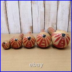 Vintage Japanese Togatta Kokeshi Dolls Set of 5 Sato Teruo 15-36cm