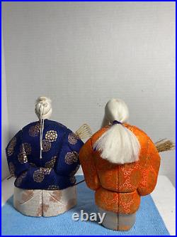 Vintage Japanese Traditional Kimekomi Pair Dolls 8 -8.5 height