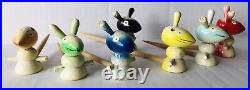 Vintage Japanese Wooden Hand Puppets Rabbits Multiple Color Japan