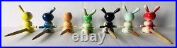 Vintage Japanese Wooden Hand Puppets Rabbits Multiple Color Japan