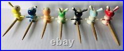 Vintage Japanese Wooden Hand Puppets Rabbits Multiple Color Japan